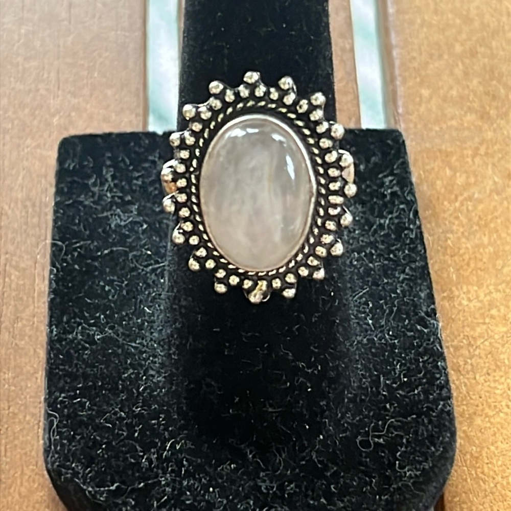 Pink Moonstone Sterling Silver 925  Ring